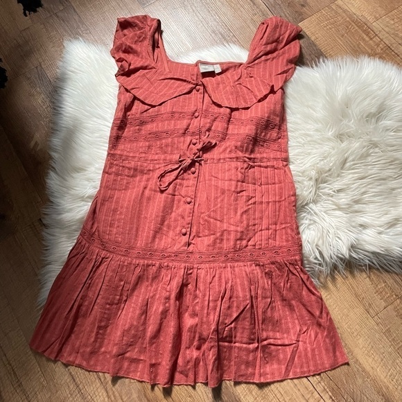 ASOS Sleeveless Lace Insert Mini Dress With Drawstring Waist - Picture 2 of 4